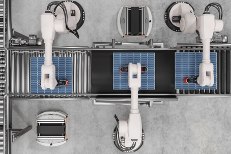 Solar robots manufacturing panels