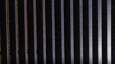 Aerial of Single Axis Tracker Ground Mount Rows Photo