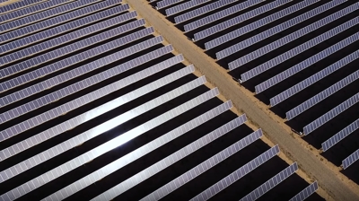 Aerial of Single Axis Tracker Ground Mount Photo